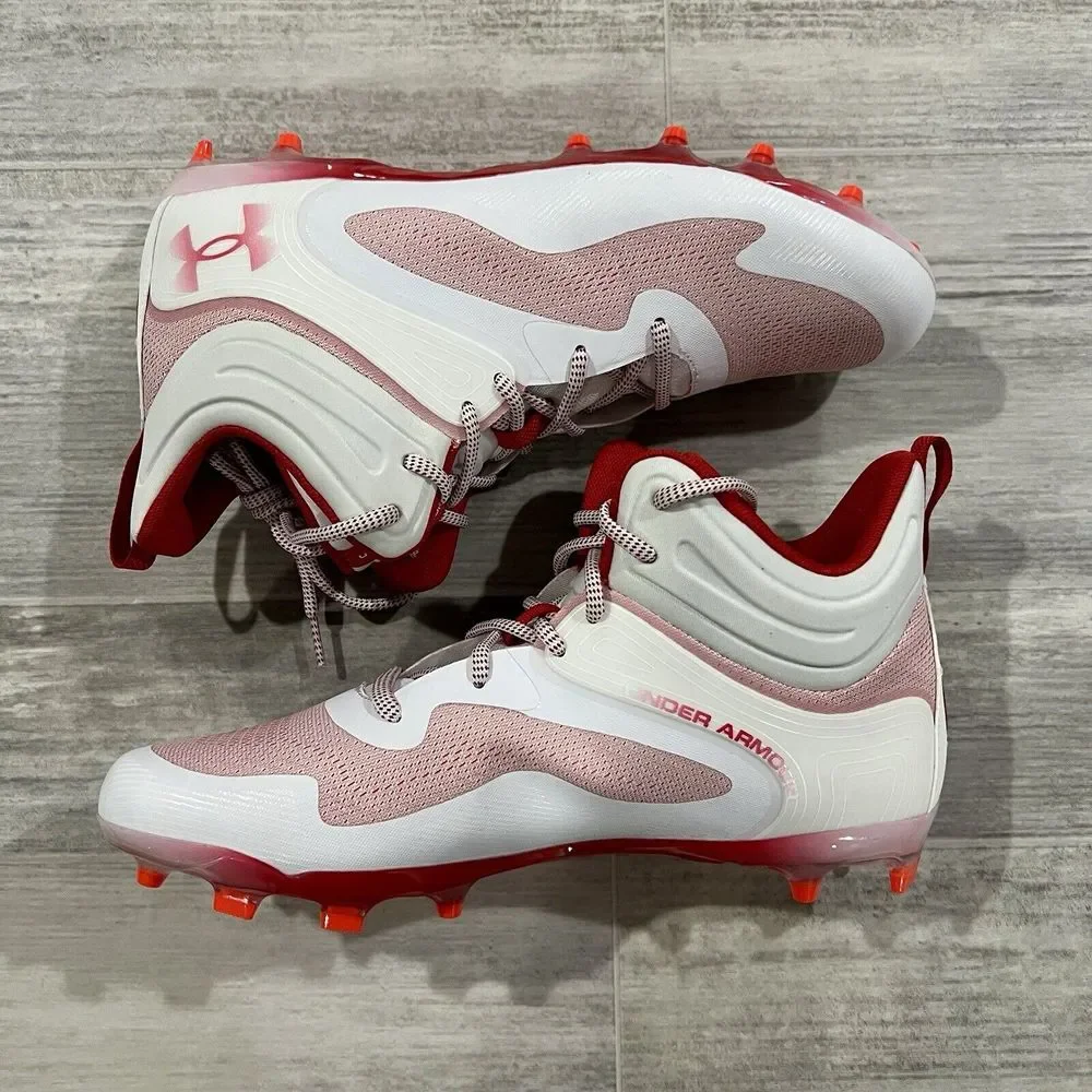 Lacrosse Cleats Under Armour Command‎ MC Mid Red White UA Men's 11.5 3025639-101